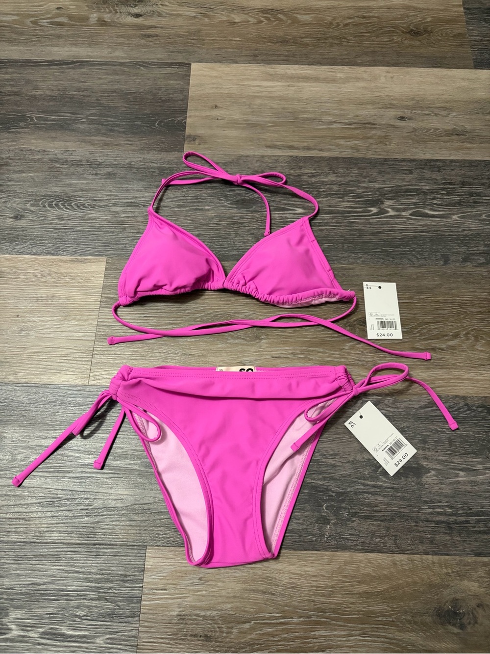 SO Hot Pink Tie-Side Bikini Set - Triangle Top